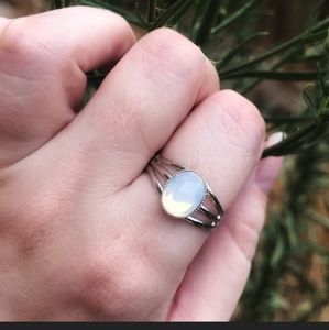 Moonstone Glass adjustable Ring